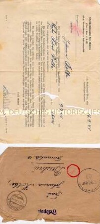 Schreiben aus dem Oberkommando des Heeres bezüglich der Anfrage nach dem Verbleib eines Wehrmachtssoldaten - Personenkonvolut