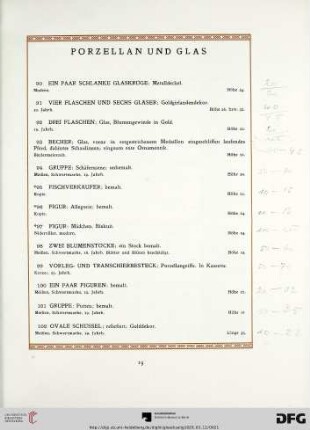 Porzellan und Glas (Nr. 90-133)