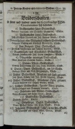 VIII. Brüderschaften.