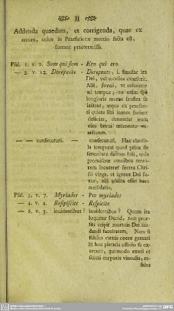 Addenda quaedam, et corrigenda Quae ex errore, cuius in Praefatione mentio facta est, fuerant praetermissa
