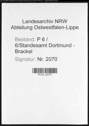 Namensverzeichnis Dortmund - Brackel, Todesfälle
