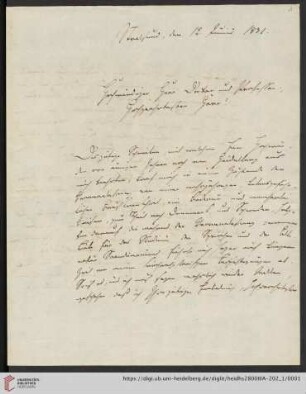 Korrespondenz Gottlieb Mohnike / Carl Ullmann: Brief von Gottlieb Mohnike an Carl Ullmann