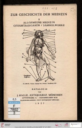 Nr. 61: Zur Geschichte der Medizin: II: Allgemeine Medizin, Gesamtausgaben, Sammelwerke