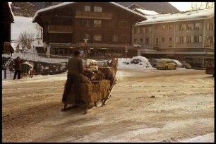 Gstaad: Pferdeschlitten in der Straße