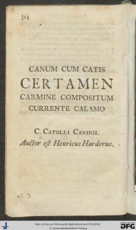 Canum Cum Catis Certamen Carmine Compositum Currente Calamo C. Catulli Caninii.