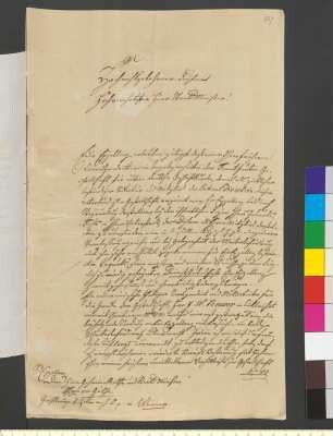 Brief von Büchler, Johann Lambert an Goethe, Johann Wolfgang von