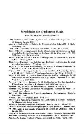 Verzeichniss der abgekürzten Citate.
