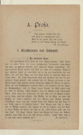 I. Erzählungen und Schwänke