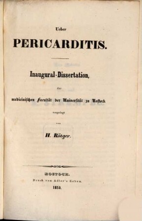 Ueber Pericarditis : Inaugural-Dissertation