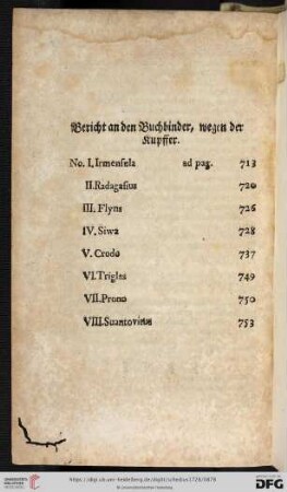 Bericht an den Buchbinder, wegen der Kupffer