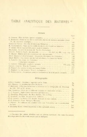 Table analytique des matières