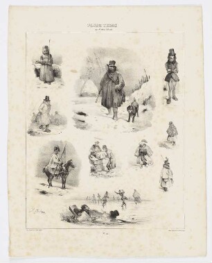 Figuren in der Winterzeit, aus: "Neujahrsgeschenke, Skizzenvorlage"