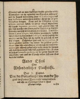 31-85, Ander Theil oder absonderlicher Nachricht (Kapitel I-XVIII)