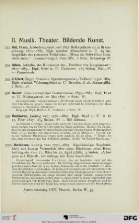 II. Musik. Theater. Bildende Kunst (Nr. 393-526)