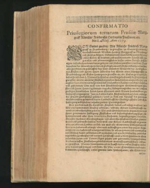 Confirmatio Privilegiorum terrarum Prussiae Marggraff Albrechts Friederichs Hertzogs in Preussen den 8. Maii Anno 1573.