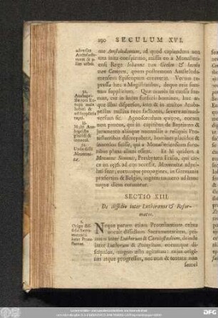 Sectio XIII. De dissedio inter Lutheranos & Reformatos.