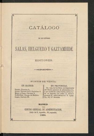 Catálogo de los señores Salas, Helguero y Gaztambide, editores
