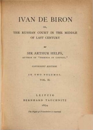 Ivan de Biron; or, The Russian court in the middle of last century, 2
