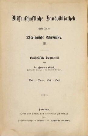 Katholische Dogmatik : in sechs Büchern, 3,1