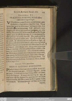Epist. VII. Bruxellam. Marco Antonio Bongratio.