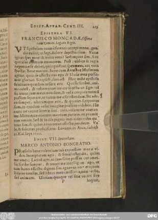Epist. VII. Bruxellam. Marco Antonio Bongratio.