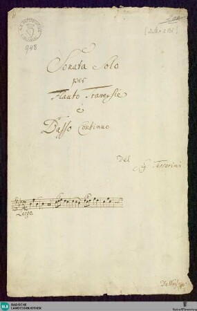 Sonatas - Mus. Hs. 948 : fl, bc; B|b