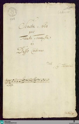 Sonatas - Mus. Hs. 948 : fl, bc; B|b