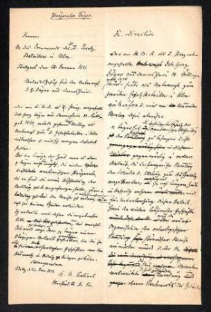 Handschriftliches Schriftstück aus der Akte Jäger