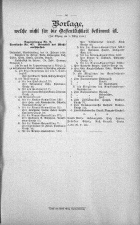 Vorlagen welche nicht für die Oeffentlichkeit bestimmt sind., 2. März 1898