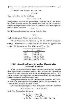 § 52. Anzahl und Lage der reellen Wurzeln einer rationalen Funktion.