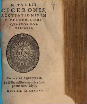 Accusationis in C. Verrem Libri Quatuor Posteriores