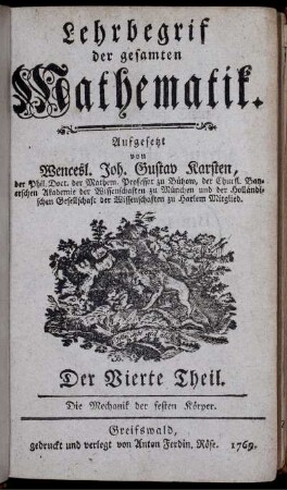 Theil 4: Lehrbegriff der gesamten Mathematik. Vierter Theil