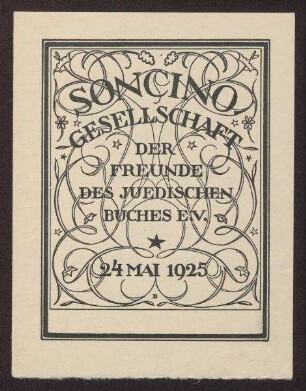 Menükarte für das Festessen der Soncino-Gesellschaft anlässlich ihrer Jahresversammlung am 24. Mai 1925