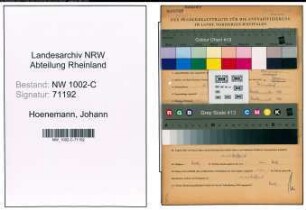 Entnazifizierung Johann Hoenemann, geb. 05.04.1912 (Verkaeufer)