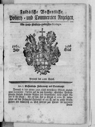 34tes Stück, Ausgabe vom 21. August 1767