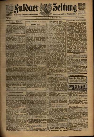 Dritte Ausgabe vom Samstag, den 04. September 1909.