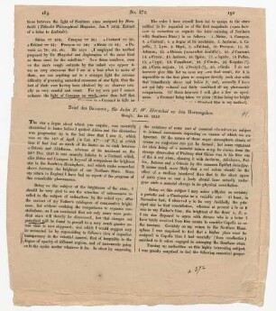 "Briefe des Baronets, Sir John F.W. Herschel an den Heruageber."