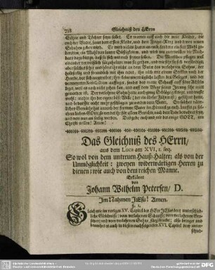 Das Gleichniß des Herrn, aus dem Luca am XVI,1. seq. ...