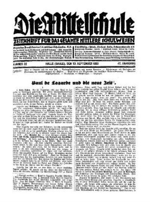 Paul de Lagarde und die neue Zeit : I.