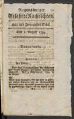 Rezension [in: Regensburger Gelehrte Nachrichten, 28. Stück, S. 231-238]
