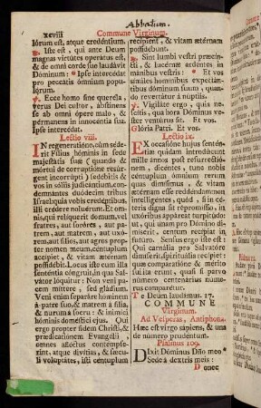 xcviii-cxvii, Commune Virginum