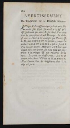 Avertissement Du Traducteur sur la Comédie suivante