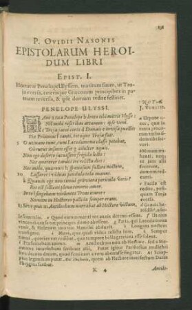 P. Ovidii Nasonis Epistolarum Heroidum Libri.