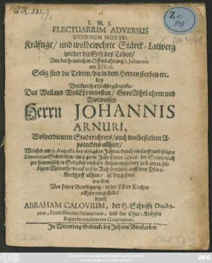 Electuarium Adversus Venenum Mortis