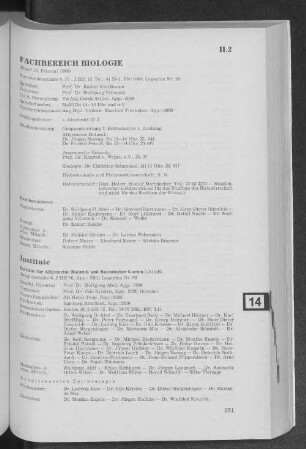 Fachbereich Biologie
