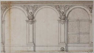 Fensterwand der Loggia dei Marmi (jetzt Galleria dei Mesi) im Palazzo Ducale zu Mantua