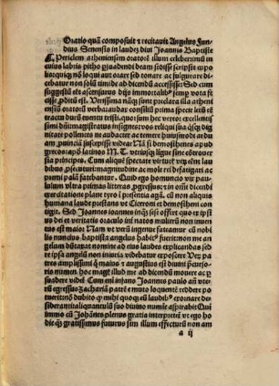 Elegantissima oratio qua[m] Angelus Fundius Senensis in laudem diui Joa[n]nis Baptiste composuit