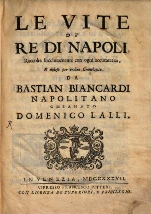Le vite de'Re di Napoli