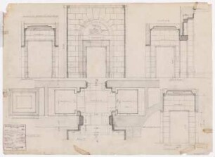 Schloss Posen, Posen Umbau: Grundriss, Ansichten und Schnitte Halle V Fahrstuhl Vorraum EG 1:20