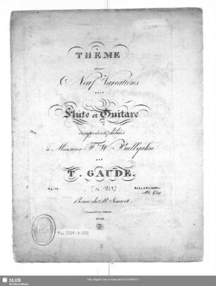 Thème avec Neuf Variations pour Flûte et Guitare : Op. 54